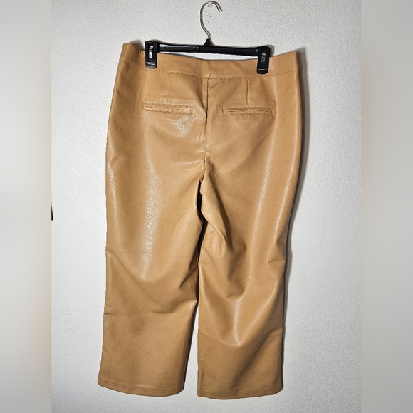 Bagatelle Faux Leather Straight or Wide Leg Pants Tan Size XL NWT - Picture 9 of 11